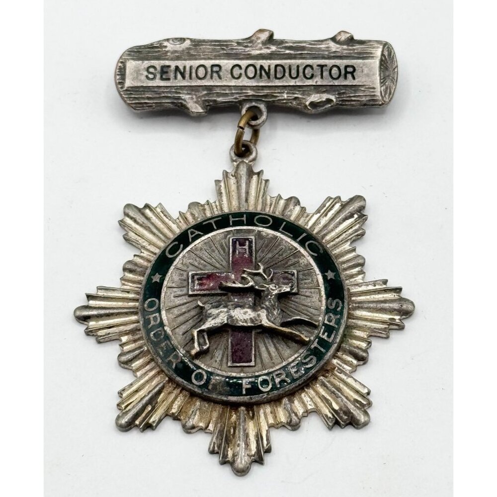 Robbins co Attleboro Catholic order of foresters enamel medal badge pin …